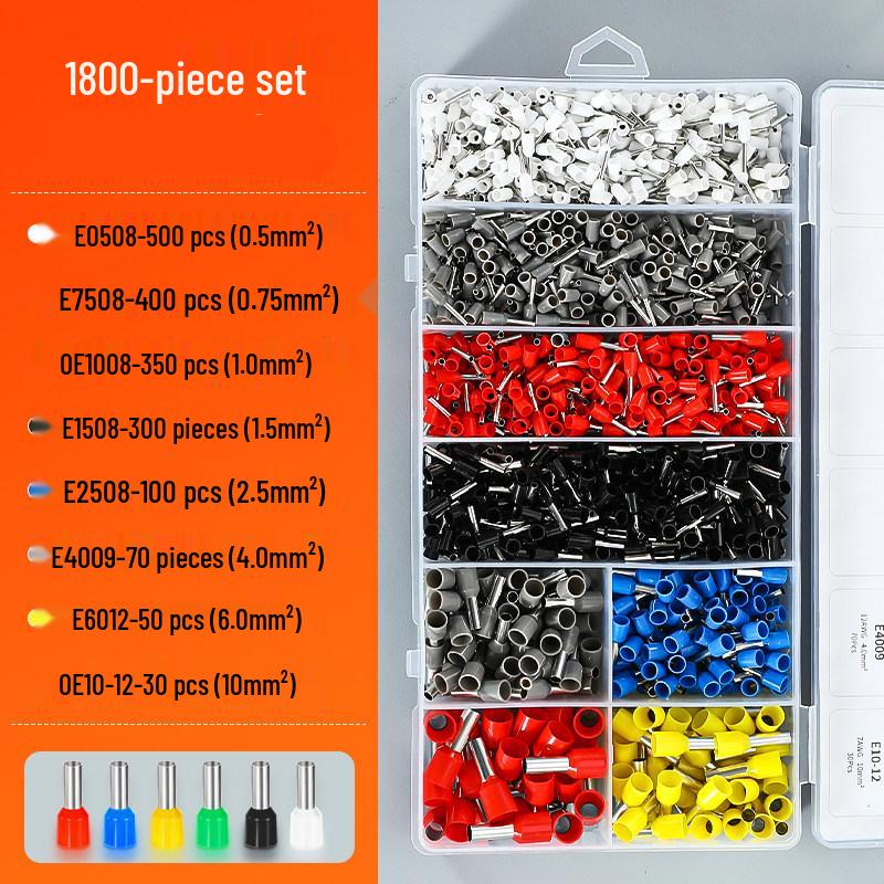 Pure Copper Cold Crimp Terminal Set - Pin Type Wire Lug & VE Tube Crimp Connector with Quick Press Wire Cap & Crimping Pliers