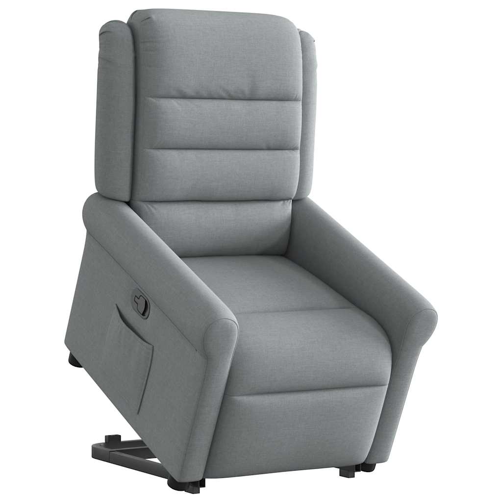Recliner Chair with Rising Function Light Grey Fabric