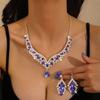 2Pcs/set Elegant Bridal Necklaces Earrings Shining Necklace Earrings Set  Wedding