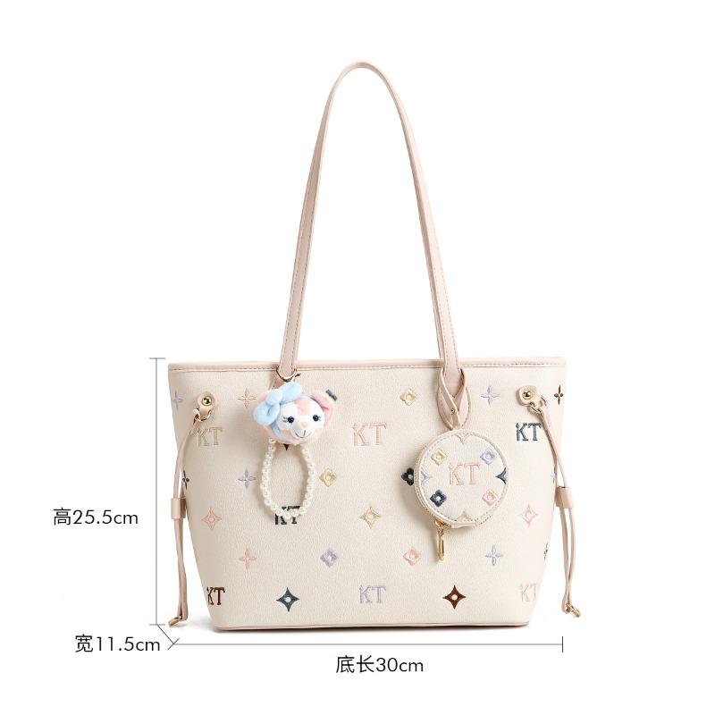 

Сумка женская большой вместимости новая летняя универсальная повседневная на плечо текстурная сумка-тоут для поездок на работу с рисунком