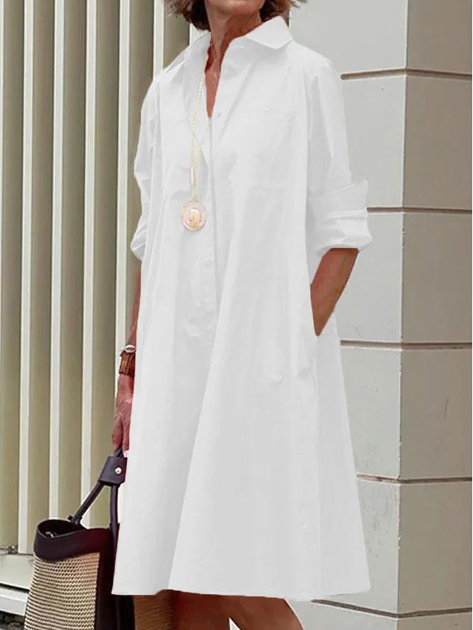 Women's Long Sleeve Loose Shirt Dress - Europe 2026 Collection