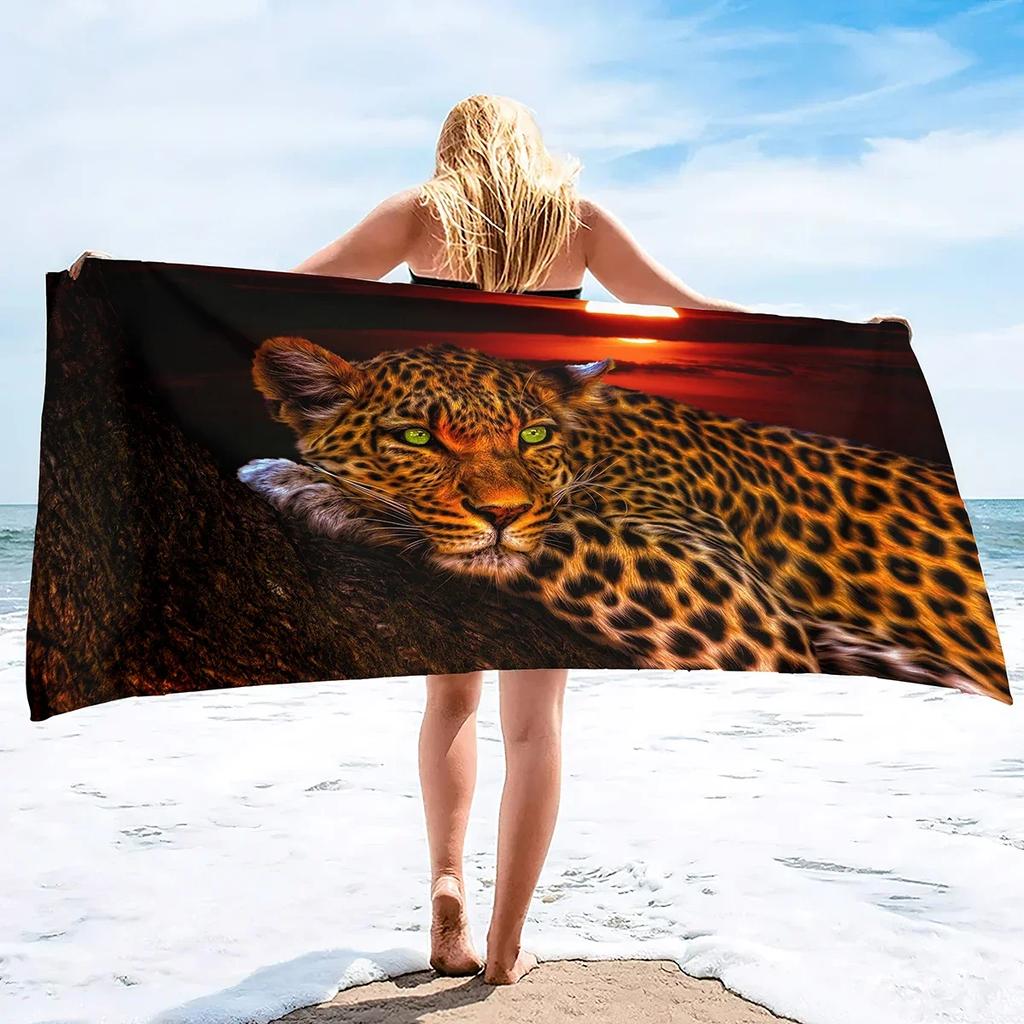 Cheetah Print Sand Free Beach Towel Absorbent Bath Towel Extra Large Hand Towels Quick Dry Towel for Swimming Bathroom Spa Pool