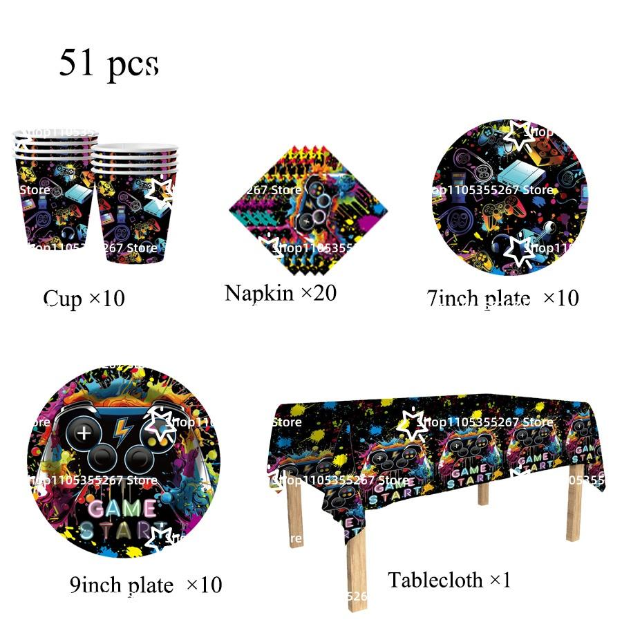 Game Console Theme Birthday Party Decorations Tableware Paper Cups Plates Children's Birthday Souvenirs Decoration Baby Shower