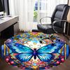 1pc Butterfly StainedGlass Office Round Area Rug, Under Office Chairs Bedroom Living Room Home Decor, Room Deco