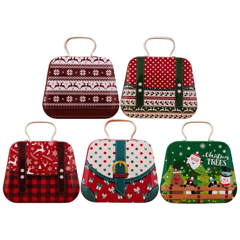 Holiday Themed Metal Carry Case Christmas Theme Tin Carry Holder for Gifts and Trinket with Convenient Handle