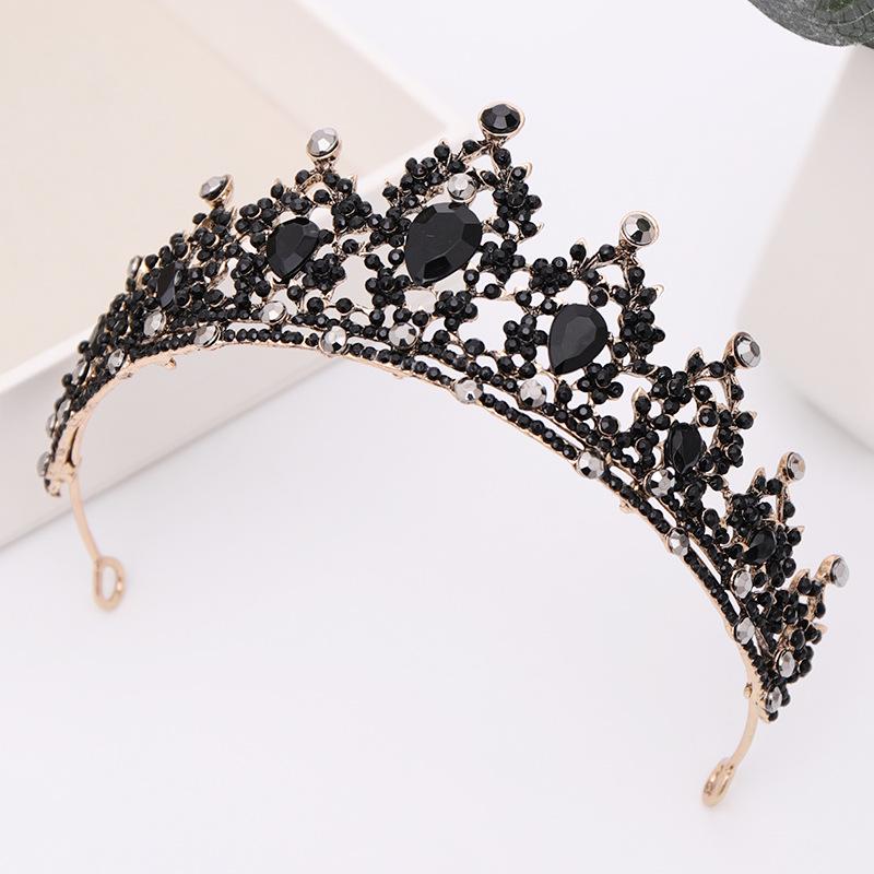 Tuanming Baroque Bridal Headband: Black Rhinestone Vintage Crown for Birthdays