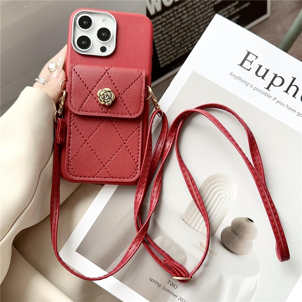 Phone Case For Samsung S25 S24 S23 S22 Ultra S21 Plus S20 FE Note 20 3D Flower Leather Wallet Card Bag Crossbody Lanyard Cover