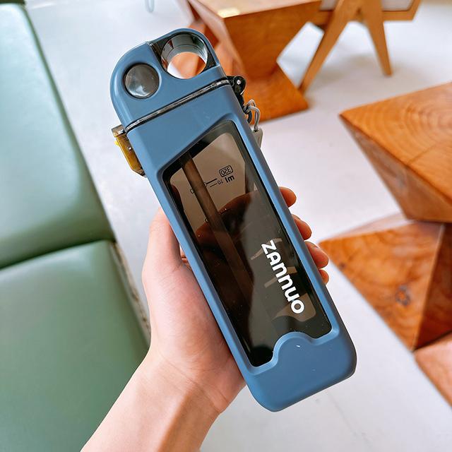 

350ML Square Plastic Water Bottle With Straw BPA Free Double Layer High Temperature Resistant Fall Proof Portable Cup 301-400ml