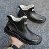 Winter warm and velvet men's rain shoes 39-48 extra large size black water shoes mountain men's rubber shoes fishing men's waterproof boots