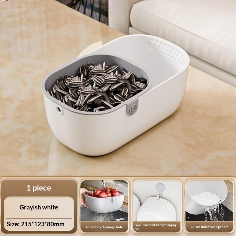 1 Pcs Double Layer Drain Basket Snacks Dried Fruit Box Thickened Household Fruit Plate Kitchen Drain Tray