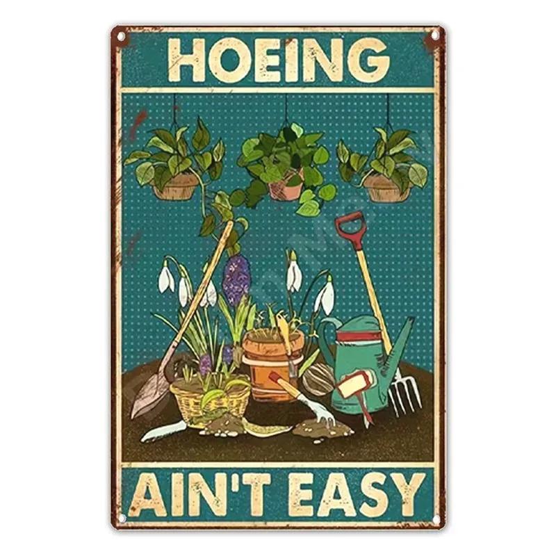 Gardening Vintage Metal Tin Sign  Wall Decor Because Murder Is Wrong Funny Plants Retro Sign for Farmhouse Home Room Decoration