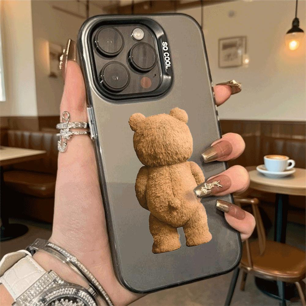 Brown Bear Back View Shockproof Phone Case for Iphone 16 15 14 13 12 11 Pro Max/Mini Anti-Scratch Premium Hard Cover