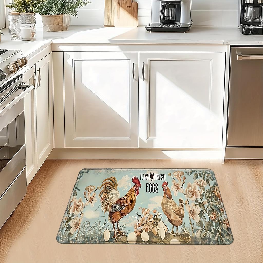 1 Stuk Anti-Vermoeidheid Keukenmatten Boerse Haan Bloemenprint Waterdicht Antislip Dik Gekussend Keukenmat Zwaar Uitvoering Comfort Staande Mat voor Keuken
