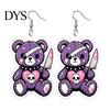Unique Statement Earrings 1 Pair Halloween Dangle for Women, 2D Acrylic Cute Edgy Dark Aesthetic Jewelry Skeleton Bear Earrings, Funny Party