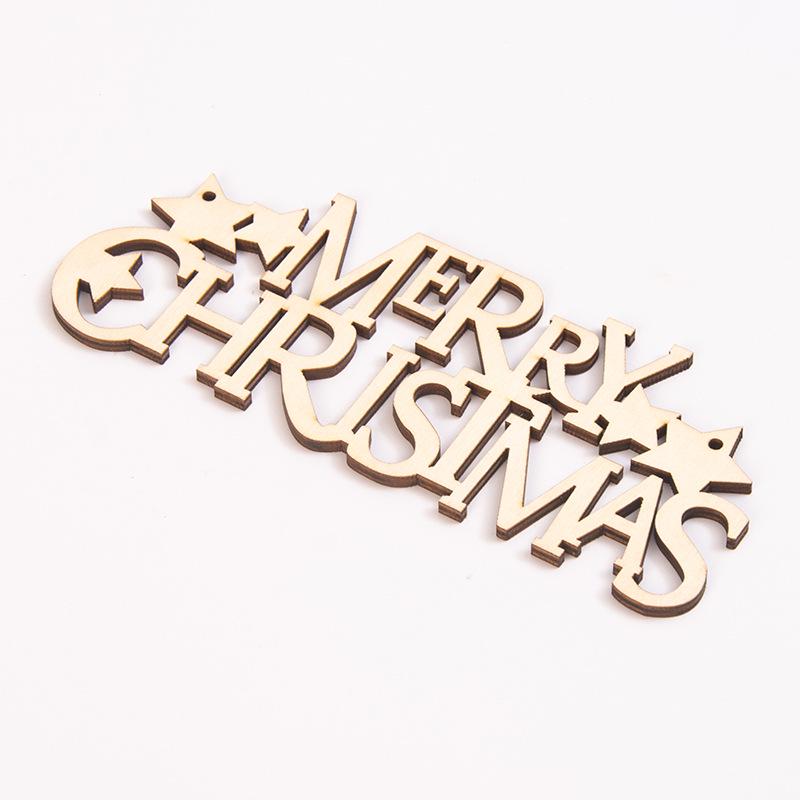 Dřevěné závěsné ozdoby Veselé Vánoce - Přívěsky na stromek a vánoční štítky s písmeny