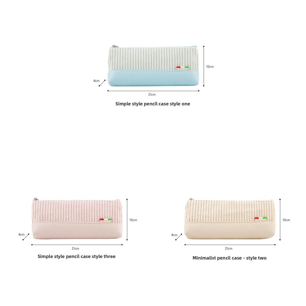 Retro Corduroy Pencil Case For Students With Large Capacity And Simple Design