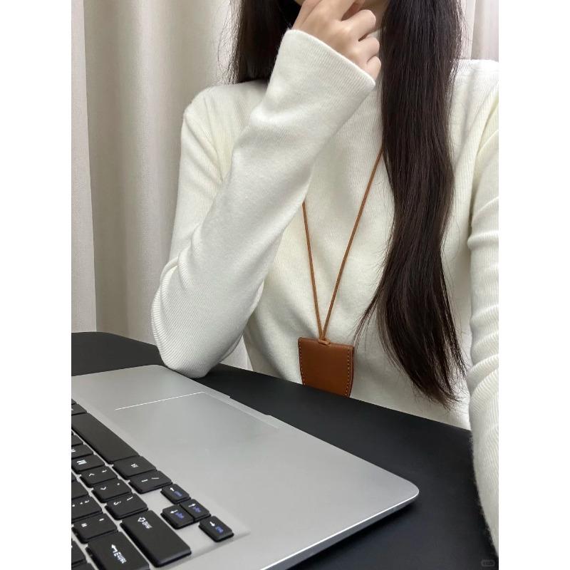 Temperament Soft Waxy Semi-turtleneck Sweater Bottoming Shirt Women's Autumn and Winter Velvet Thickened Solid Color Knitted Top with Inside