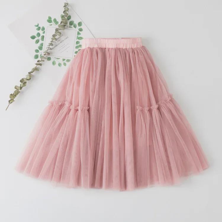 Girls' Mesh Long Skirt - 2023 Spring & Autumn Collection for Middle & Large Children, Versatile Four Seasons Puffy Skirt