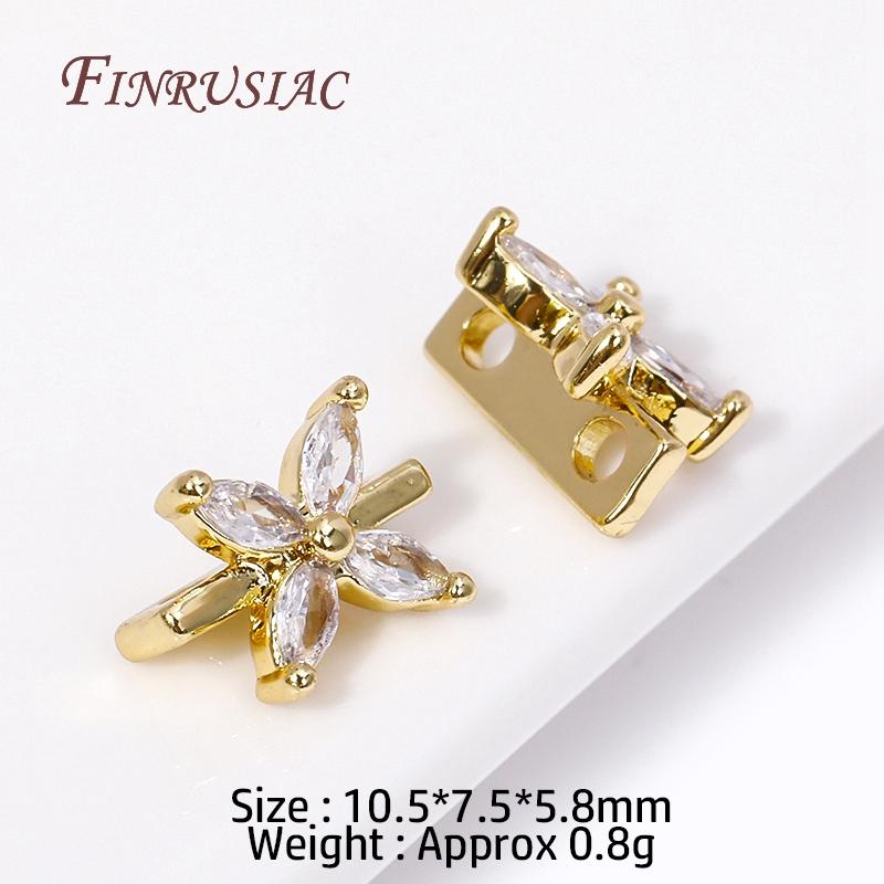 18K Gold Plated 2/3 Hole Separators For Beads,Inlaid Zircon Beads Separators,Handmade Decorative DIY Beading Jewelry Materials