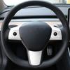 For Tesla Model 3/Y - Car Matte White Interior Steering Wheel Cover Trim