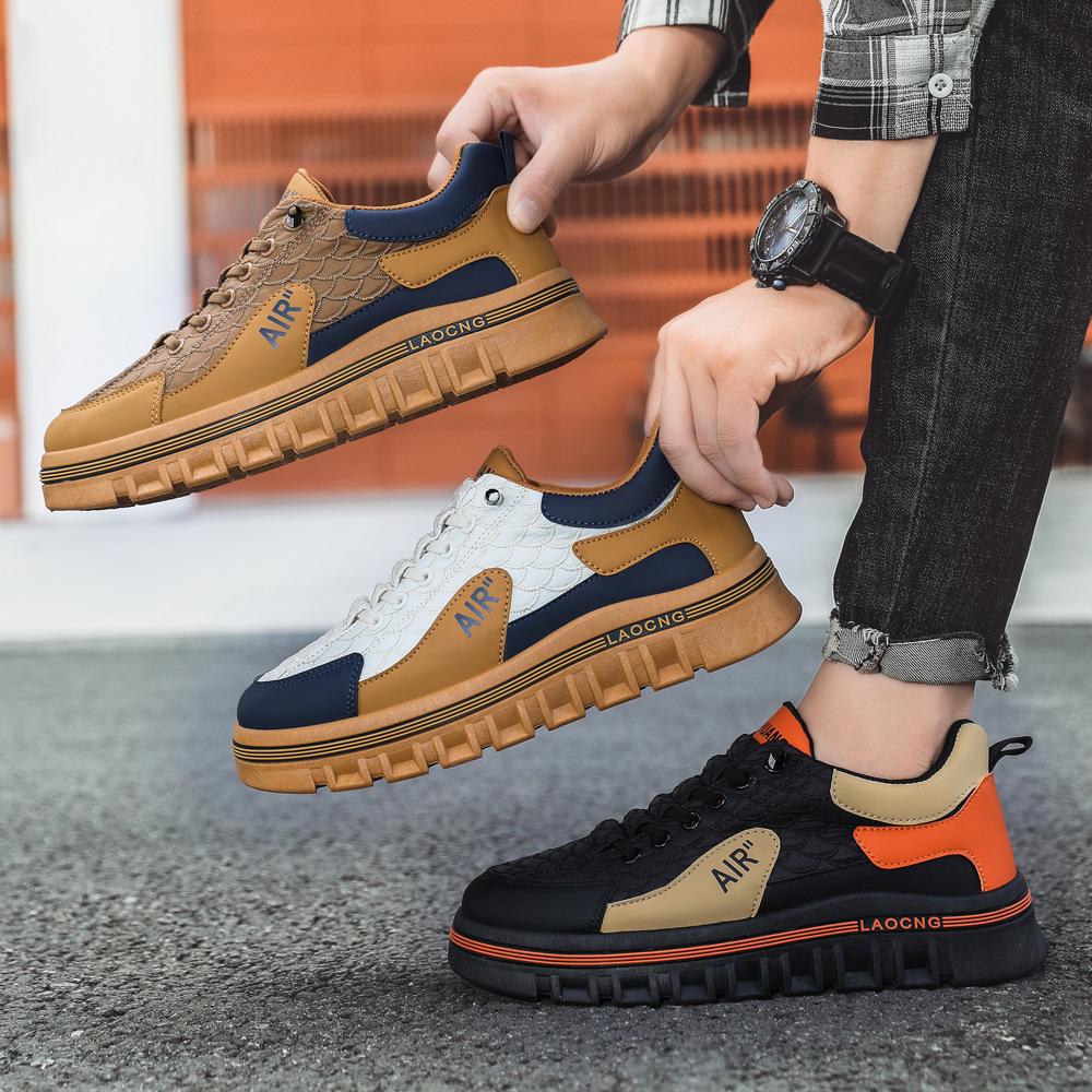 Men's Waterproof Leather Slip-on Casual Sneakers, Autumn Fashion, Versatile Thick-soled Sport Shoes
