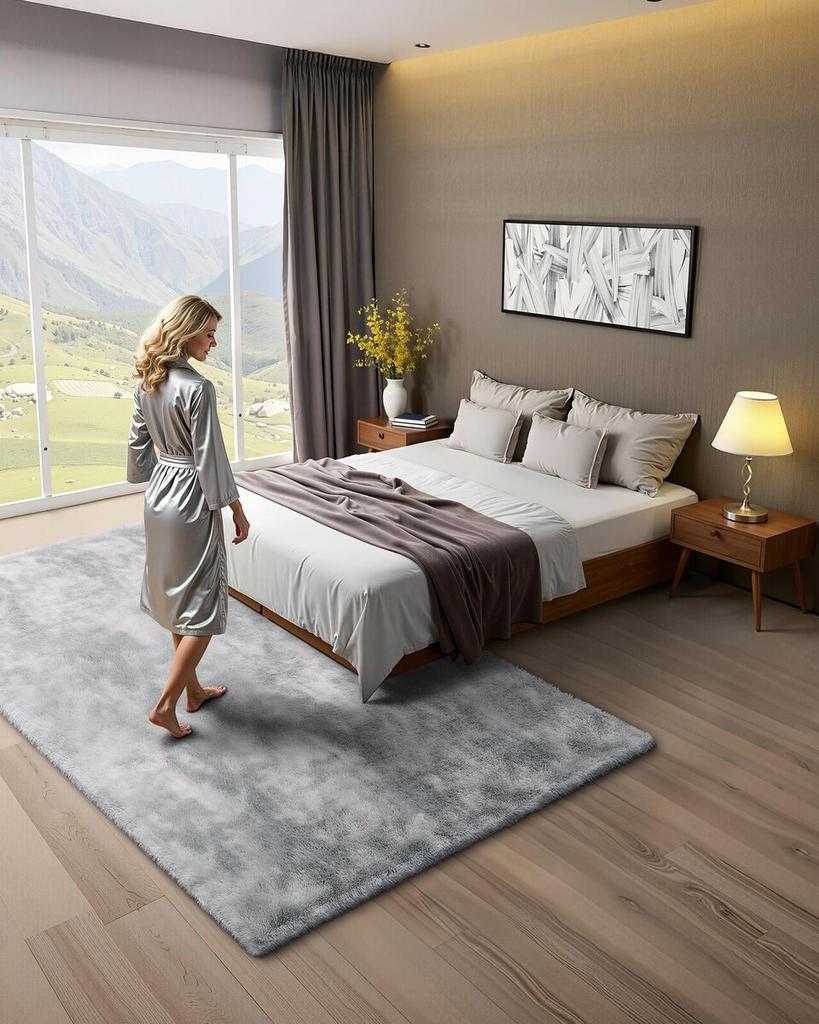 Indoor Plush Area Rugs, 1.83x2.74 M Soft Plush Carpet, FFurry Shag Area Rugs for Living Room, Bedroom, Modern Home Decor Aesthetic Long-Pile Rug,
