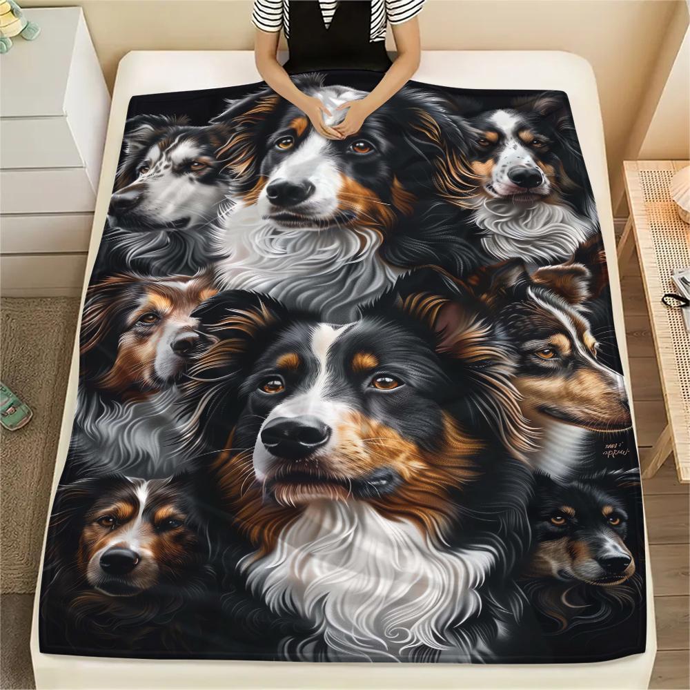 1Pc Bernese Dog Print Flannel Blanket, High Quality Comfortable for All Seasons, Home Decor, Warmth and Comfort, Perfect for Christmas Gifts
