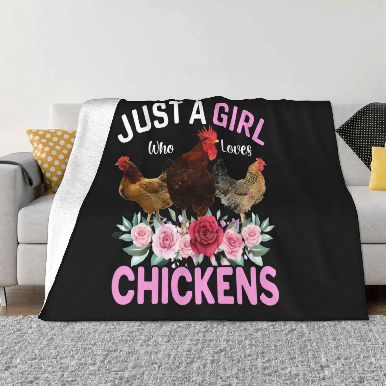 Просто Девушка, Которая Любит Кур, Цветочные Подарки для Сельской Девушки Креативный Дизайн Легкое Тонкое Мягкое Фланелевое Одеяло Просто Девушка, Которая Любит 30x40in