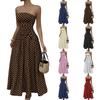 Strapless Polka Dot Print Maxi Dress for Women Sleeveless A Line Long Sundress Casual Summer Holiday Outfit