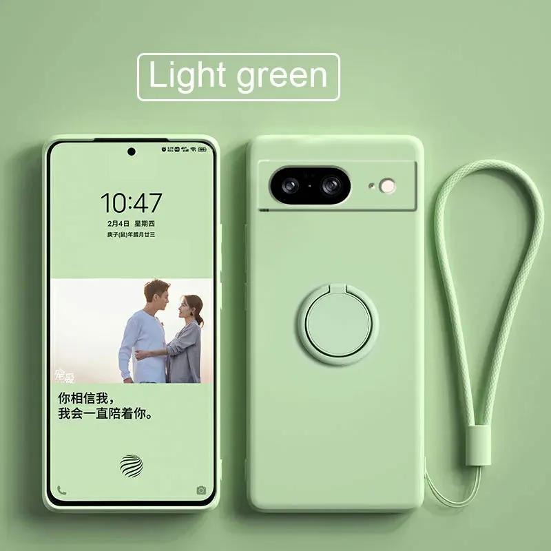 Case for Google Pixel 8 9 Finger Ring Stand Holder Slicone Cover for Pixel 9 Pro XL Solid Color Lens Protection Soft Phone Case
