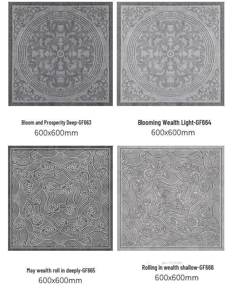 600x600 Chinese Antique Courtyard Anti-Slip Floor Tiles for B&B and Restaurant