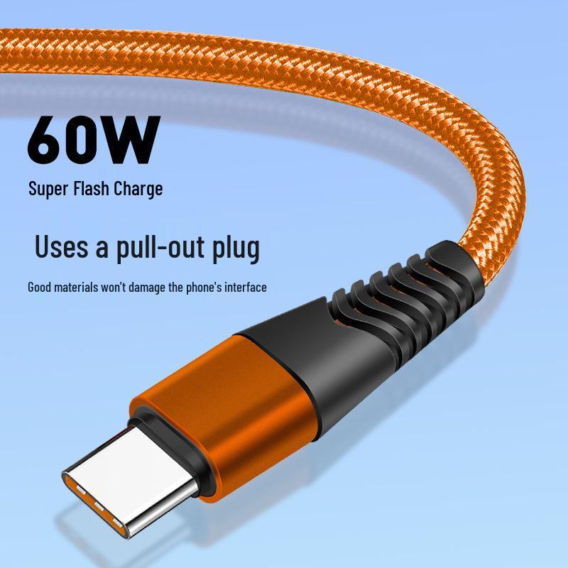 PD60W Geflochtenes C-zu-C Schnellladekabel für Apple/Huawei TYPEC Geräte