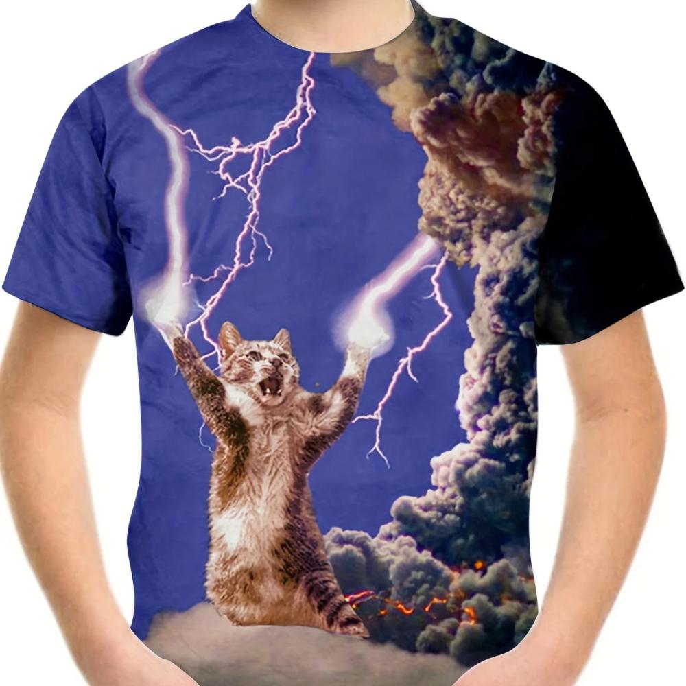 

Детские летние футболки с коротким рукавом для мальчиков и девочек с 3D-принтом Космического кота 170