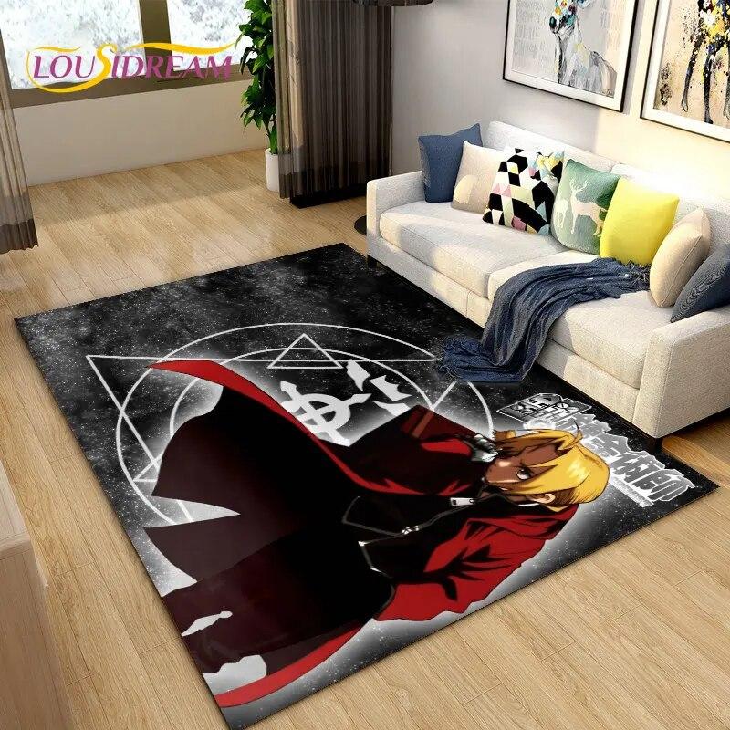 Anime Fullmetal Alchemist Area Rug Large,Carpet Rug for Living Room Bedroom Sofa Doormat Decoration,kids Play Non-slip Floor Mat