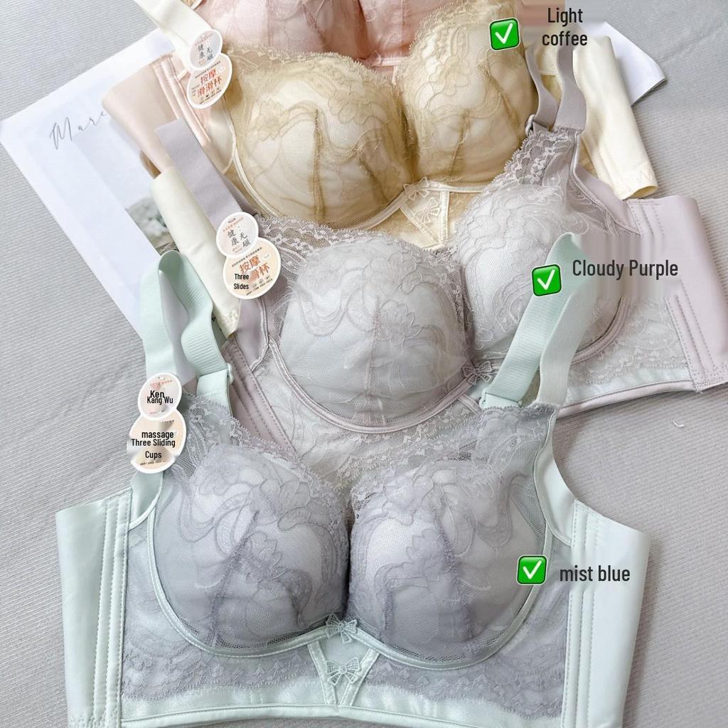 Trådlös W-formad Halvmåne Anti-hängning BH: Lyft & Stöd med Spets Justerbar Design