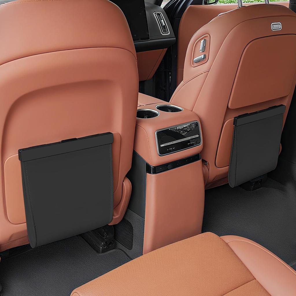 Car Trash Can with PU Large Fits Back Storage Car Trash Bag Included Lid, Waterproof, Leather, Foldable, Slim, Capacity, Space-Saving Design, Hooks,