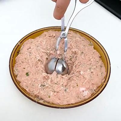 Molde para Albóndigas de Acero Inoxidable con Mango Ergonómico y Clip Molde Cuchara
