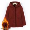One-Piece Fashionable Winter Hooded Jacket for Middle-Aged and Elderly Women - Plus Velvet and Fleece Lined