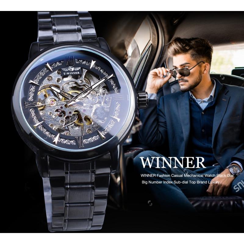 Ceas mecanic automat cu mișcare mecanică, casual, la modă pentru bărbați Winner