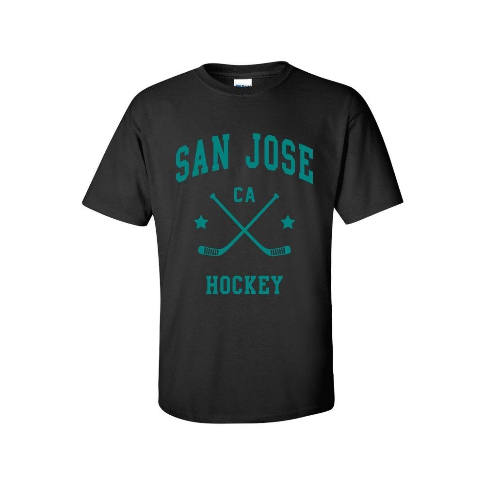 San Jose Hockey Pattern T-Shirt Men s Classic T-Shirt Breathable Soft Dark White Print Perfect for Casual Wear S