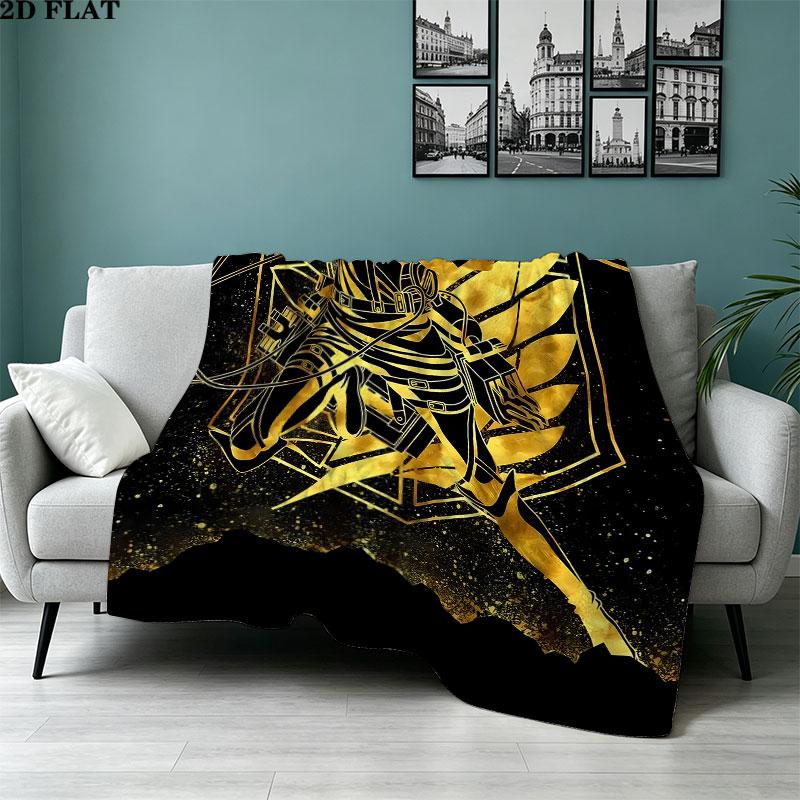 1PC Attack Titan Patterned Flannel Blanket Suitable For All Seasons For Home Decor Warmth And Comfort Gifts Holiday Present