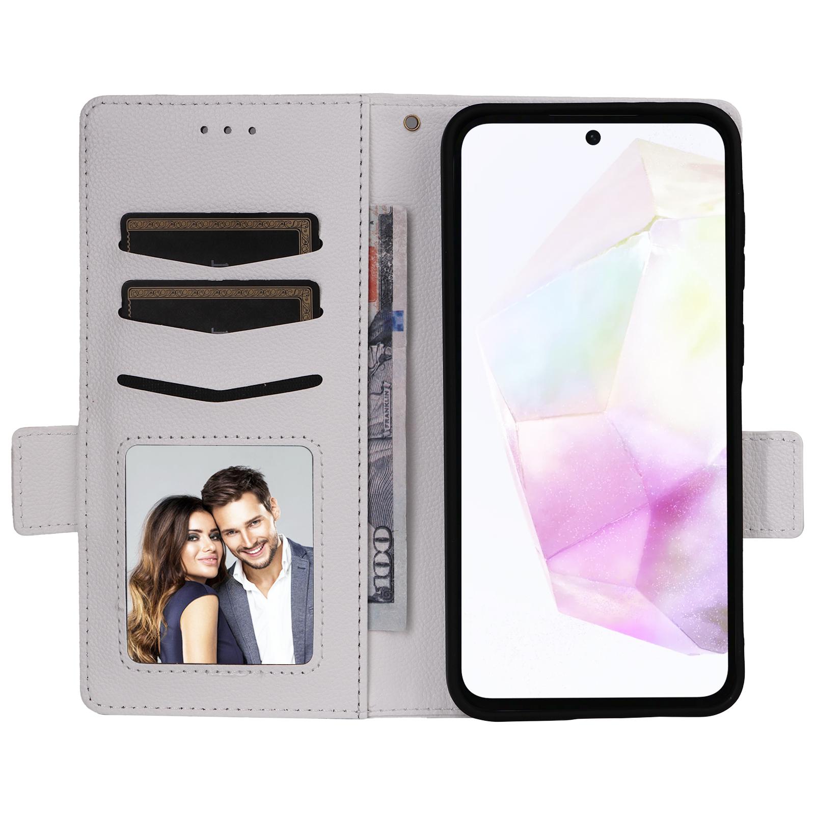 

Чохол для телефону Samsung Galaxy A56 5G з ремінцем на зап ястя, шкіряний гаманець із текстури лічі та штучної шкіри Red