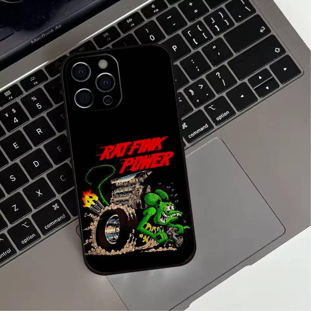 R-Rat F-Fink Art Design Phone Case For iPhone 17,16,15,14,13,12,11 Plus,Pro Max,XS,Soft Silicone Black Cover