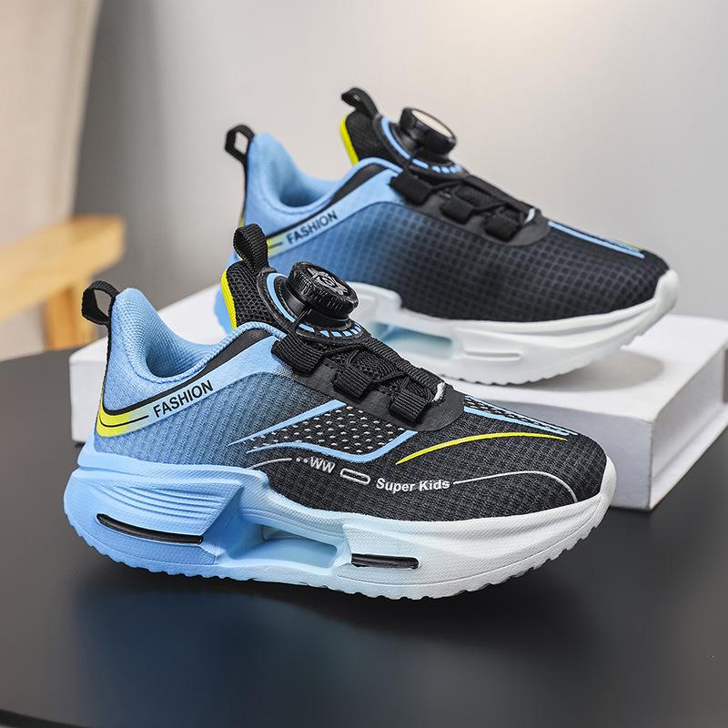 Zapatillas de Running Ligeras con Hebilla Giratoria para Niños - Antideslizantes, Cómodas, Transpirables, Zapatillas Deportivas de Exterior para Niños y Niñas