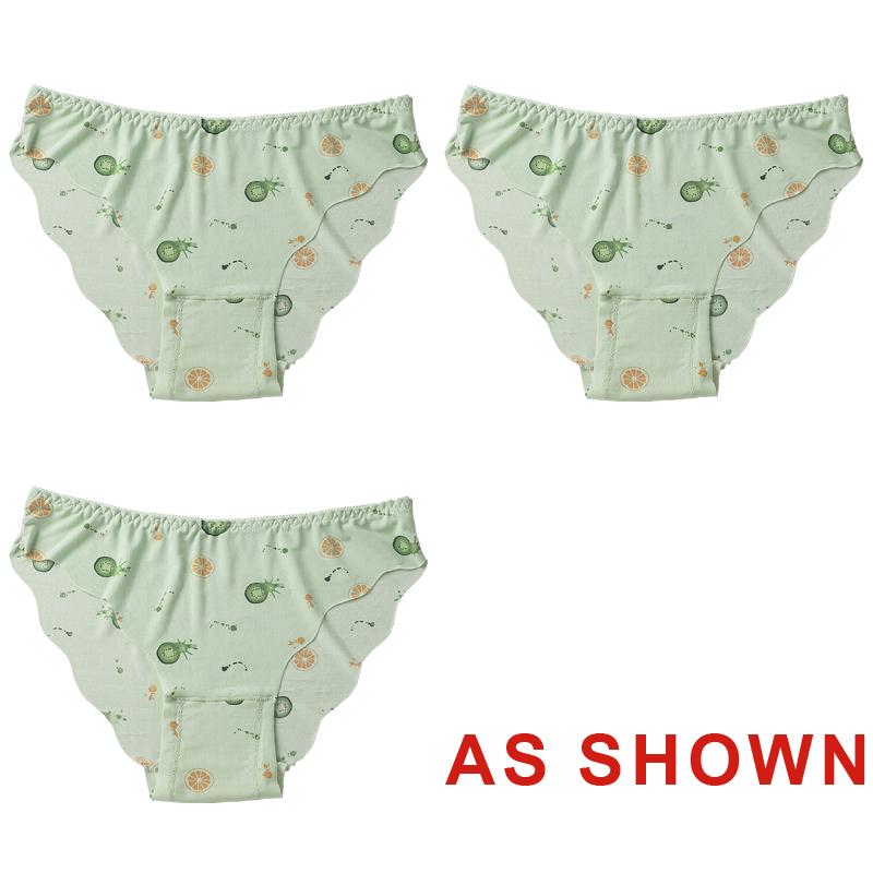 TERMEZY 3Pcs/Lot Women's Sexy Ice Silk Panties Printed High Elasticity Cool Briefs Low-Rise Seamless Breathable Briefs