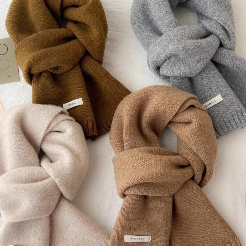 Selected Australian pure wool 100% cashmere scarf New versatile boys and girls winter warm knitted scarf