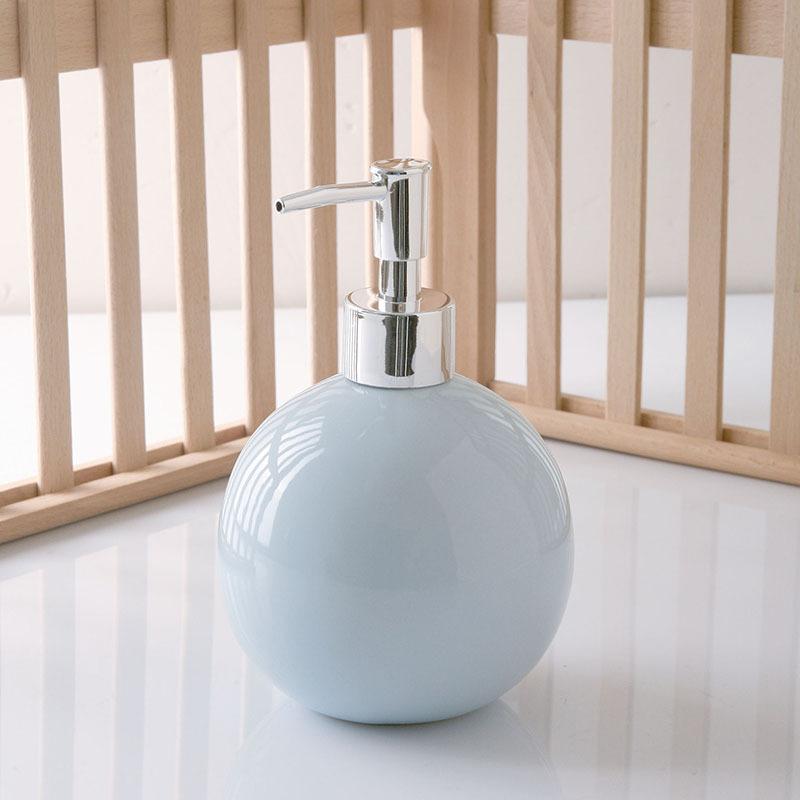 Dispensador de jabón de manos redondo de cerámica minimalista Botella de jabón de manos para hotel Botella de loción para baño Bomba de jabón Accesorios de baño para el hogar
