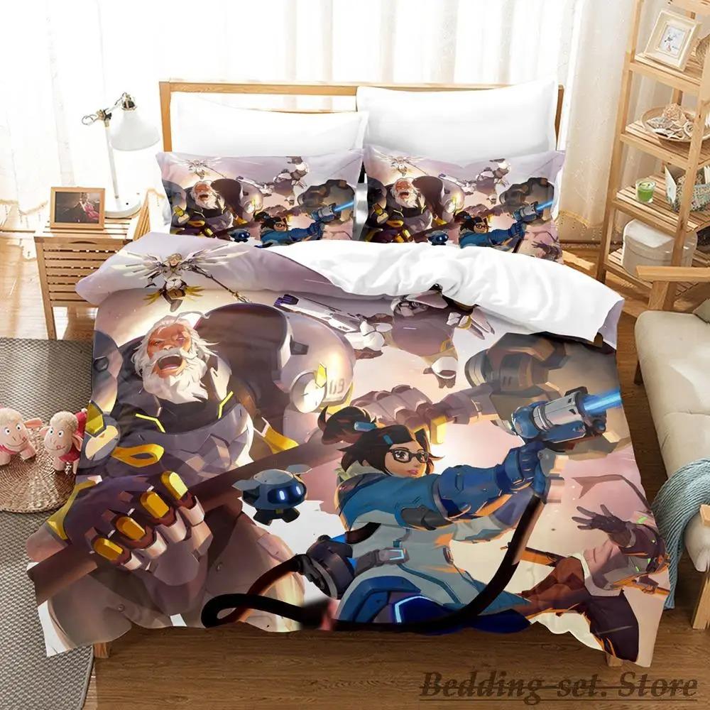 Overwatch 2 Bedding Set Single Twin Full Queen King Size Bed Set Adult Kid Bedroom Duvetcover Sets Anime Parure De Lit Bed