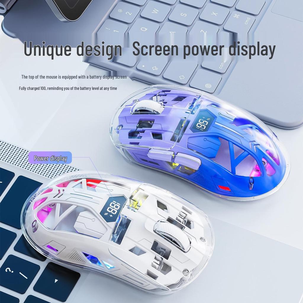 Free Wolf A2 Dual-Mode RGB Wireless Bluetooth Transparent Gaming Mouse