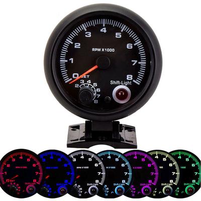 Ταχύμετρο RPM 7 Χρώματα Φωτισμός LED Μετρητής Στροφών 95mm Βενζινοκίνητο Αυτοκίνητο Φορτηγό Σκάφος Δείκτης Μετρητής Στροφών 0-8000RPM Καθολικό Μαύρο